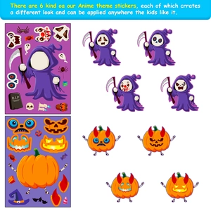 Set di adesivi di Halloween fai-da-te con tristo mietitore e zucche per bambini