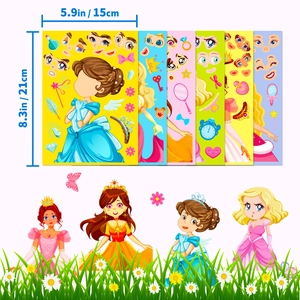 Pegatinas de princesa detalladas para niñas DIY con dimensiones de 15x21 centímetros