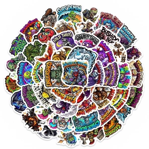 50pcs waterproof cartoon monster stickers for laptops and luggage decoration