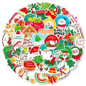 50pcs colorful Christmas stickers with Santa and reindeer for festive DIY decoration