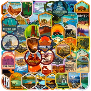 Vintage US National Park Waterproof Vinyl Stickers For Travel Scrapbooking Laptop Water Bottle Suitcase Decorative Decals