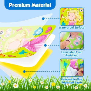 Detalle de pegatinas de princesa de cuento de hadas con revestimiento resistente