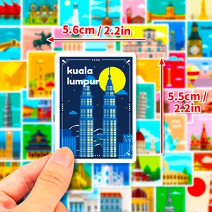 Kuala Lumpur landmark sticker with oil painting style for travel diaries and scrapbooking
