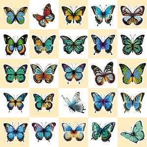 50 stuks kleurrijke vlinder decoratieve stickers in diverse patronen voor DIY scrapbooking