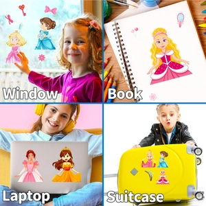 Pegatinas de princesas de dibujos en ventanas, libros, portátiles y maletas para niños