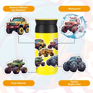 50pcs waterproof monster truck vinyl stickers for laptop and bottle decoration