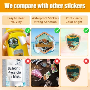 Waterproof PVC vinyl stickers comparison showing vivid colors versus faded alternatives