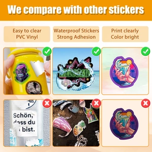 Detail of waterproof PVC vinyl neon stickers showing strong adhesion and easy removal