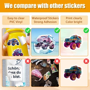 Detail of waterproof PVC monster truck stickers showing high-definition color and durability