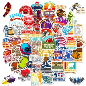 50pcs American football vinyl stickers with sports themes and inspirational slogans