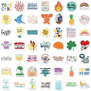 200pcs aesthetic inspirational English quote stickers set for skateboards and laptops