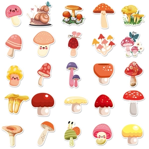 Lot de 25 autocollants de champignons colorés pour le scrapbooking et les gourdes d'eau
