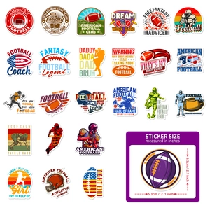 50-piece American football sticker set with waterproof sports slogans and player designs