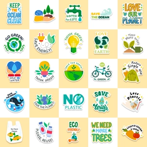 50 pieces of green environment protection series stickers for laptop and luggage decor