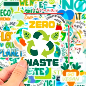 Eco-friendly zero waste vinyl stickers with green recycling logo for water bottles