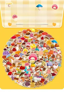 Assortiment de 200 autocollants champignons mignons pour cahiers DIY et papeterie