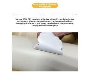 Détail de la technologie adhésive sans résidu et sans bulles de 0,03 mm pour autocollants