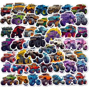 Packung mit 50 bunten Monster Truck Graffiti-Aufklebern für kreative Autodekoration