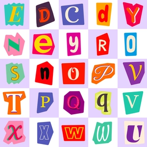 50 pieces of colorful ransom note style alphabet stickers with creative cutout designs