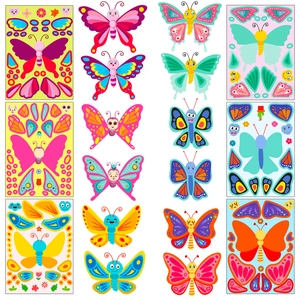 DIY colorful butterfly puzzle stickers set with six sheets for kids creative craft projects