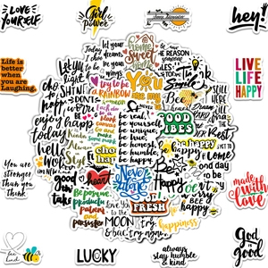Lot de 50 autocollants de 4cm avec phrases motivantes pour déco mobile et frigo