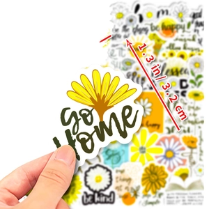 Sunflower and motivational text stickers for laptops and bottles, 1.3 inch size