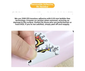 Detail showing 0.03mm bubble-free removable glue technology on cool graffiti stickers
