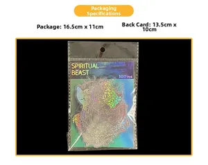 Macro detail of laser holographic motorcycle stickers 100pcs in 16.5x11cm packaging