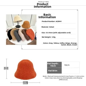 Tabella taglie dettagliata per cappello pescatore in peluche con misura 55-59cm