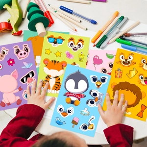 Gros plan d'un ensemble de stickers d'animaux DIY colorés pour enfants