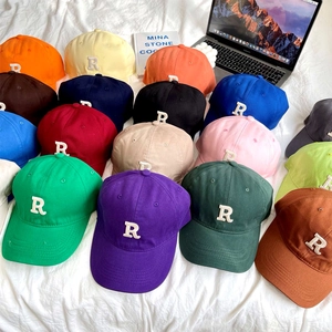 Embroidered Letter R Baseball Cap Cotton Polyester Breathable Sun Protection Outdoor Casual Adjustable Hat For Men Women