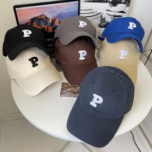 Classic cotton baseball caps with P embroidery in six colors for men and women