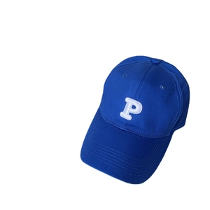 Plus size royal blue cotton baseball cap with white embroidered P letter for large heads