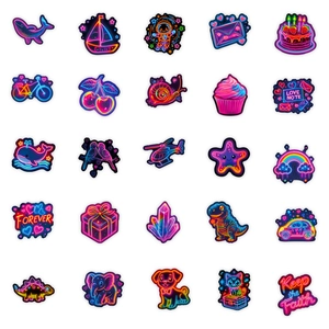 Lot de 56 autocollants graffiti néon avec des motifs de dessins animés colorés et artistiques