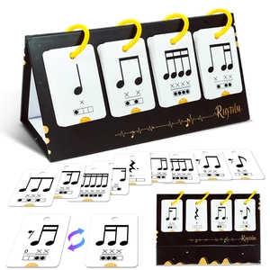 Set di 72 carte per il ritmo musicale con supporto da tavolo nero per educazione musicale