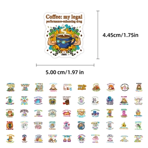 Close-up showing a 5cm humorous animal sticker with clear dimensions for size reference