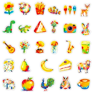 56Pcs creative oil painting style graffiti stickers with colorful cartoon DIY patterns