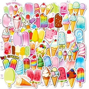 Cartoon Ice Cream Popsicle Stickers For DIY Journal Planner Scrapbooking Laptop Luggage Waterproof PVC Decal Dessert Series Stationery Decor