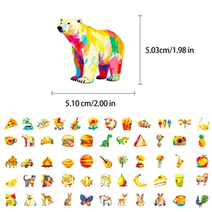 Detailed size view of oil painting style graffiti stickers with colorful animal patterns
