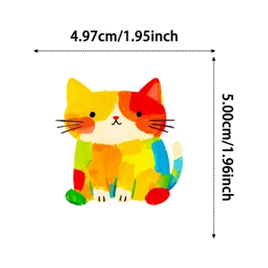 Colorful oil painting style cat sticker for DIY journaling with dimensions 5x5 cm