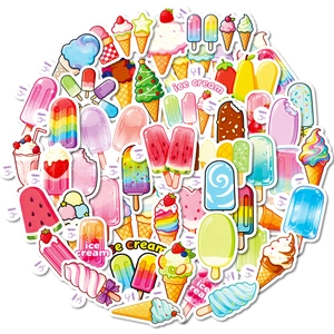 50 pieces of colorful macaron ice cream stickers with easy-tear tabs for DIY scrapbooking