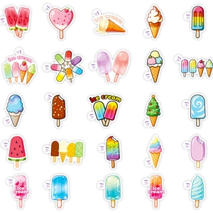 50pcs colorful summer ice cream stickers for DIY journal with sweet popsicle designs