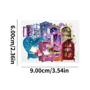 Stickers PET armoire magique de rêve 56 pièces pour scrapbooking, taille 9x6cm dessin