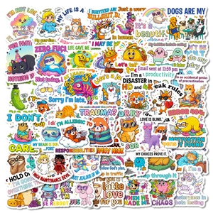 Funny Cartoon Humorous Text Stickers Waterproof Vinyl Decals For Laptop Water Bottle Suitcase Journal Decor