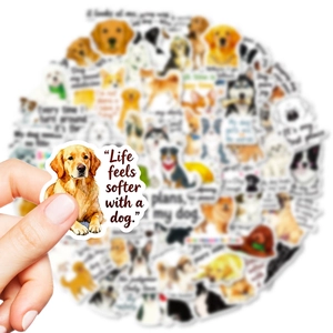 Set di adesivi per cani a fumetti impermeabili con citazioni e varie razze di cani