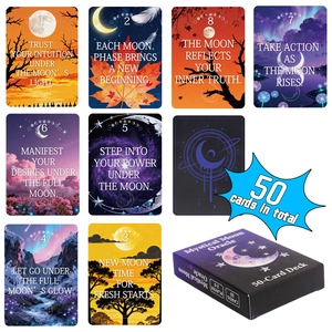 Mystical Moon Oracle Card Deck For Party Board Games Spiritual Insight Guidance Purple Galaxy Meditation Oracle Cards