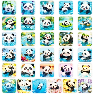Set of 31 cute panda summer water play stickers for scrapbooking and decoration