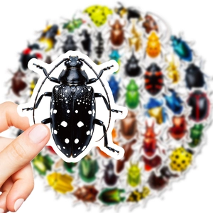 Realistic colorful beetle graffiti stickers for DIY ecological theme scrapbooking
