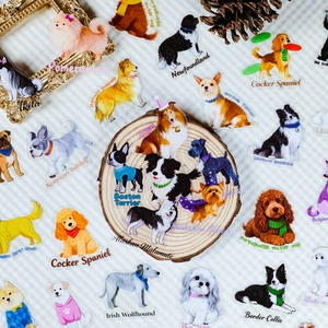 Transparent PET Dog Stickers For Water Bottle Laptop Waterproof Cartoon Puppy Breed Stickers For Journaling Scrapbooking Decor