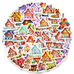 Set of 56 colorful candy house stickers for journaling and DIY crafts decoration